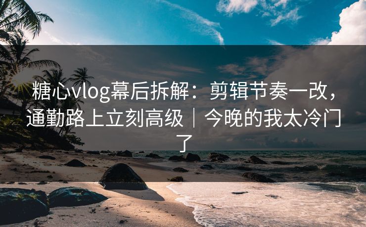 糖心vlog幕后拆解:剪辑节奏一改,通勤路上立刻高级|今晚的我太冷门了 第1张 糖心vlog幕后拆解:剪辑节奏一改,通勤路上立刻高级|今晚的我太冷门了 第1张
