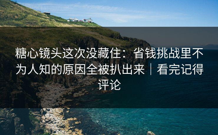 糖心镜头这次没藏住:省钱挑战里不为人知的原因全被扒出来|看完记得评论 第1张 糖心镜头这次没藏住:省钱挑战里不为人知的原因全被扒出来|看完记得评论 第1张