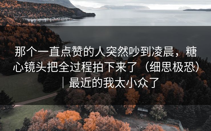 那个一直点赞的人突然吵到凌晨,糖心镜头把全过程拍下来了(细思极恐)|最近的我太小众了 第1张 那个一直点赞的人突然吵到凌晨,糖心镜头把全过程拍下来了(细思极恐)|最近的我太小众了 第1张