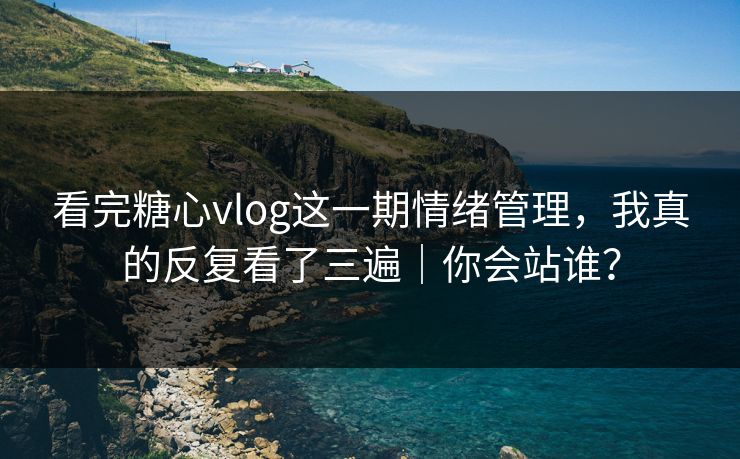 看完糖心vlog这一期情绪管理,我真的反复看了三遍|你会站谁? 第1张 看完糖心vlog这一期情绪管理,我真的反复看了三遍|你会站谁? 第1张
