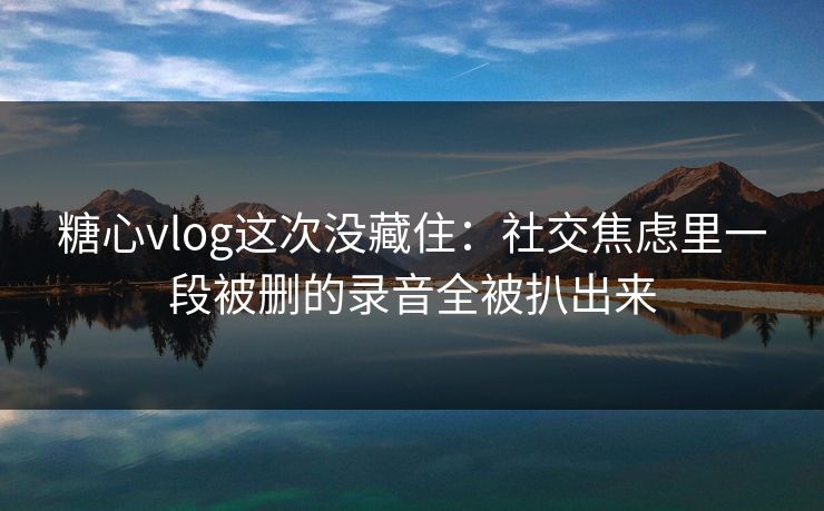糖心vlog这次没藏住:社交焦虑里一段被删的录音全被扒出来 第1张 糖心vlog这次没藏住:社交焦虑里一段被删的录音全被扒出来 第1张