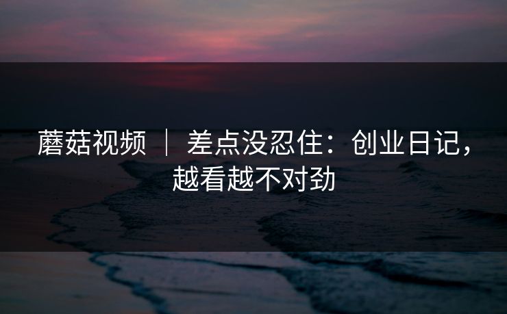 蘑菇视频 | 差点没忍住:创业日记,越看越不对劲 第1张 蘑菇视频 | 差点没忍住:创业日记,越看越不对劲 第1张