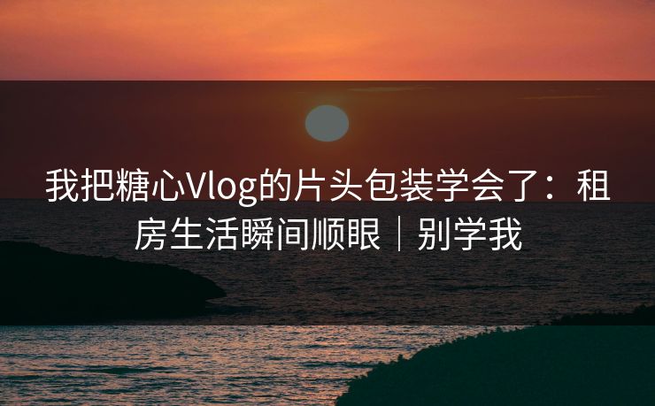 我把糖心Vlog的片头包装学会了：租房生活瞬间顺眼｜别学我  第1张