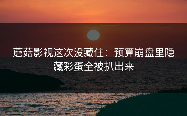 蘑菇影视这次没藏住:预算崩盘里隐藏彩蛋全被扒出来 第1张 蘑菇影视这次没藏住:预算崩盘里隐藏彩蛋全被扒出来 第1张