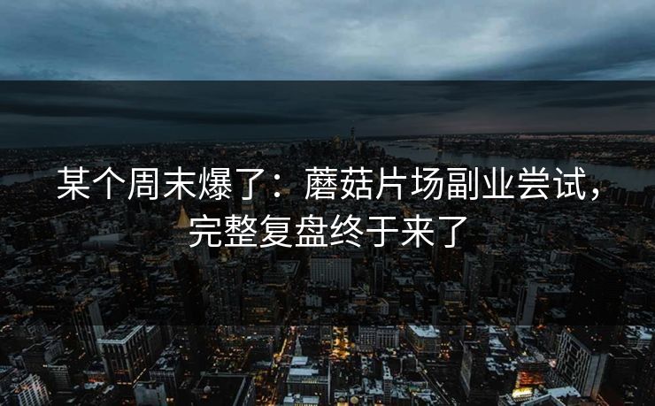 某个周末爆了：蘑菇片场副业尝试，完整复盘终于来了