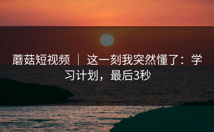 蘑菇短视频 ｜ 这一刻我突然懂了：学习计划，最后3秒