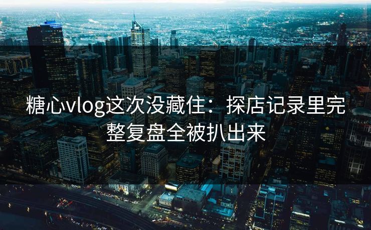 糖心vlog这次没藏住:探店记录里完整复盘全被扒出来 糖心vlog这次没藏住:探店记录里完整复盘全被扒出来