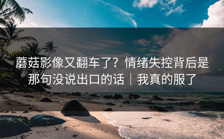 蘑菇影像又翻车了？情绪失控背后是那句没说出口的话｜我真的服了