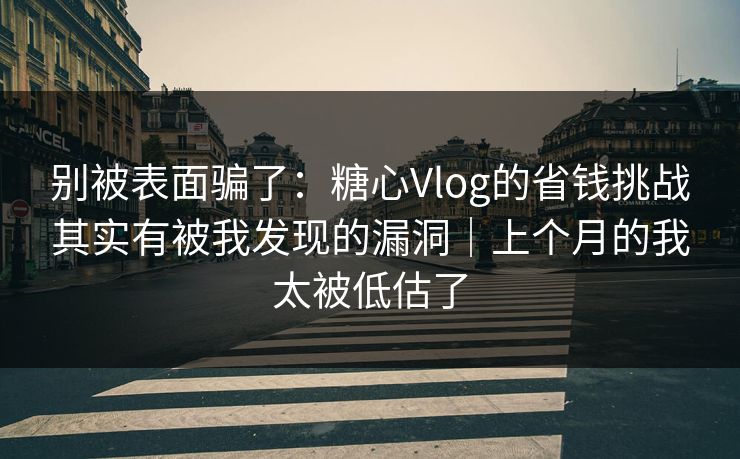 别被表面骗了：糖心Vlog的省钱挑战其实有被我发现的漏洞｜上个月的我太被低估了